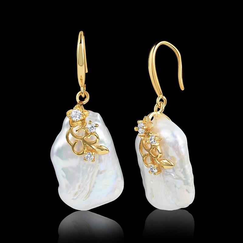 Freeform Baroque Pearl Earrings